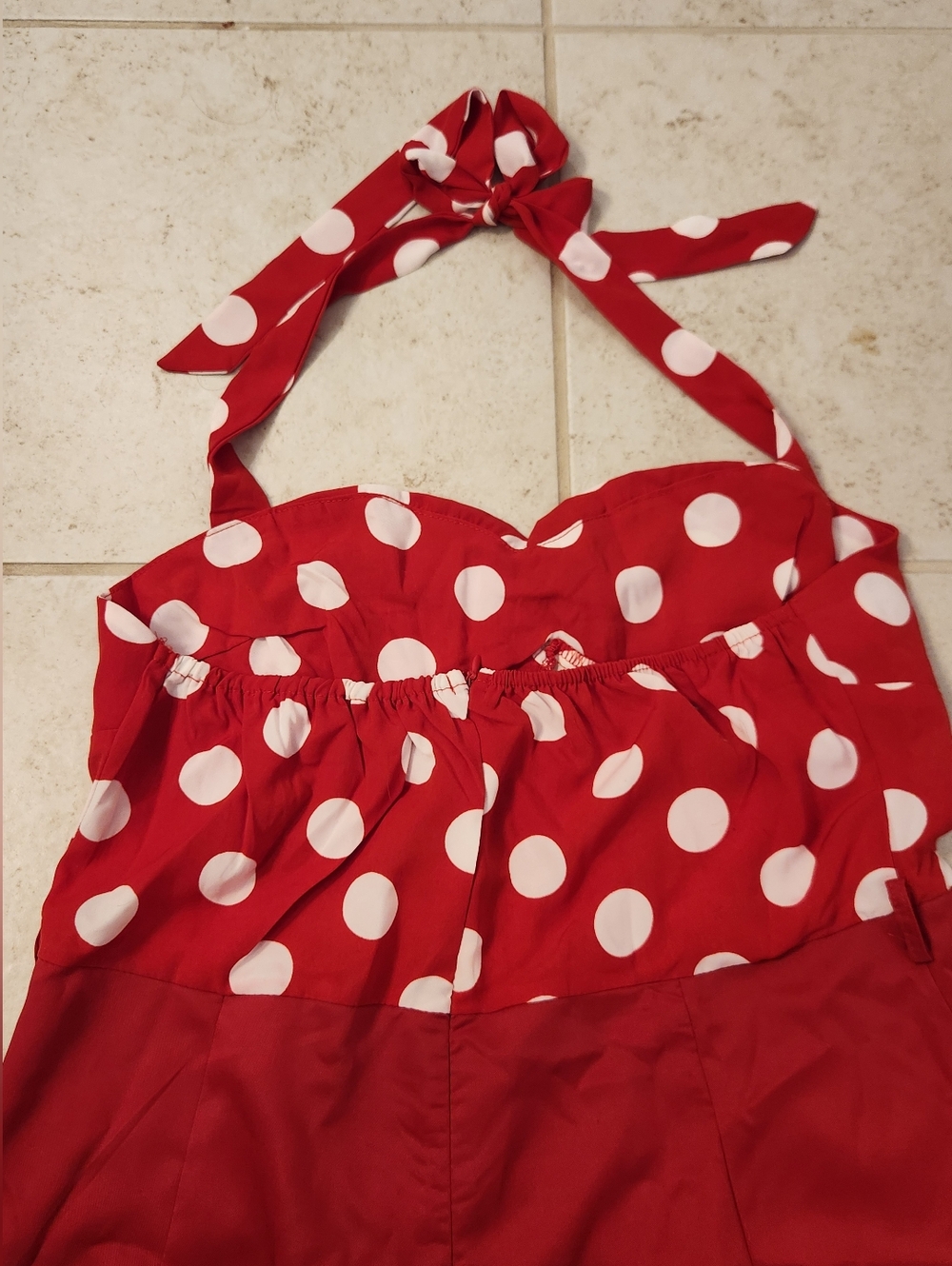 Retro Stage Womens Romper Halter Neck‎ Red White Polka Dots NWT Size 2XL #Y1270 - Picture 4 of 5